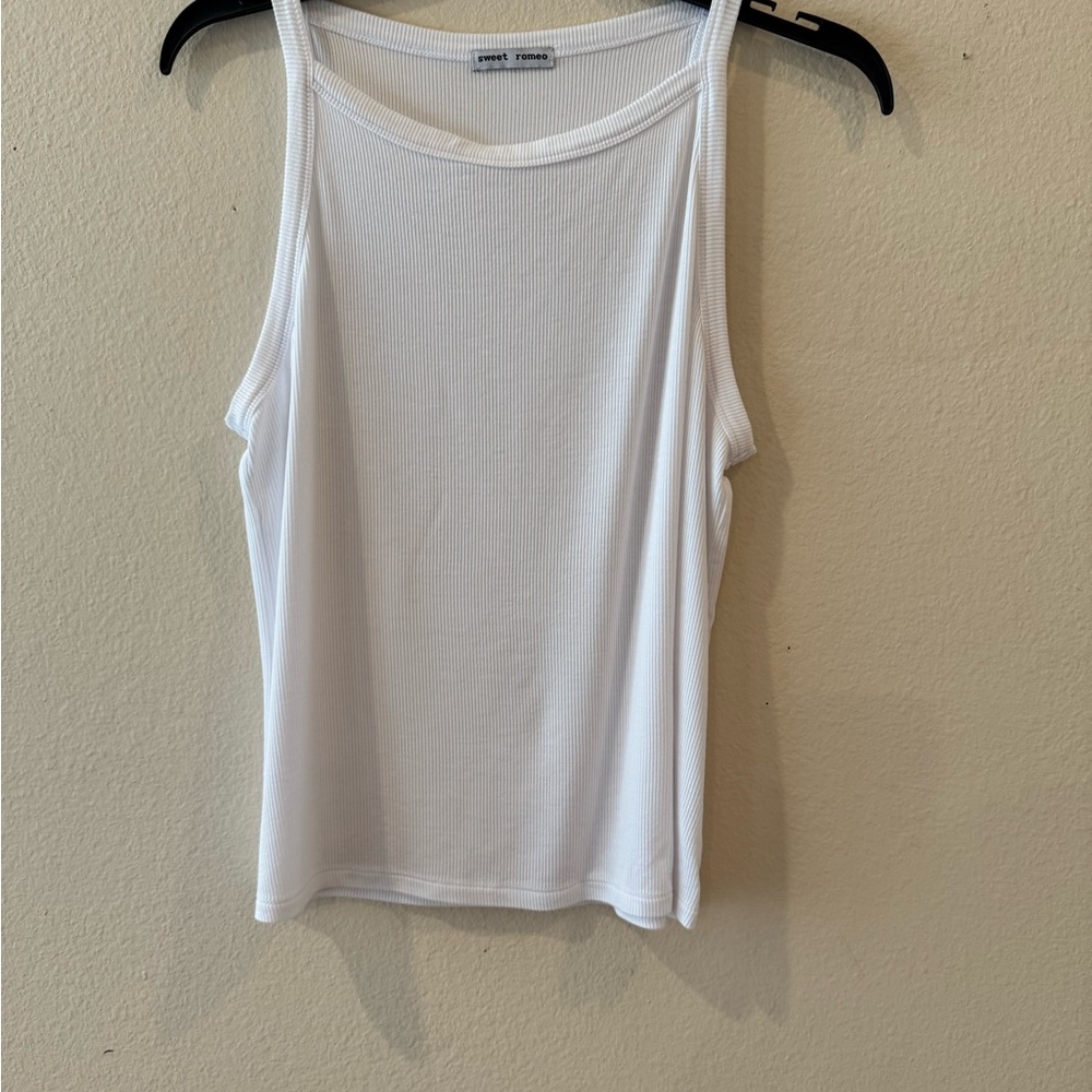 White Ribbed Tank Top